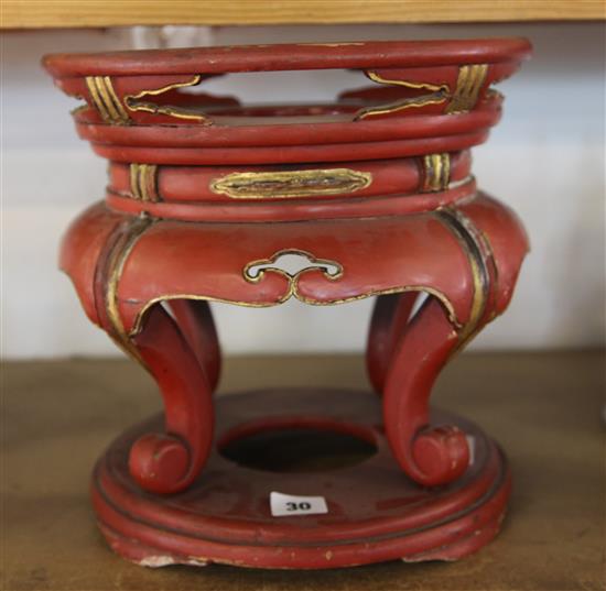Lacquer Tibetan gong stand